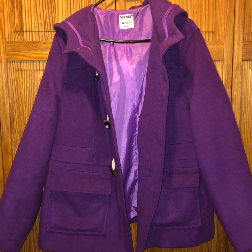 Old Navy Women's Purple Pea Coat - Picture 3 of 8